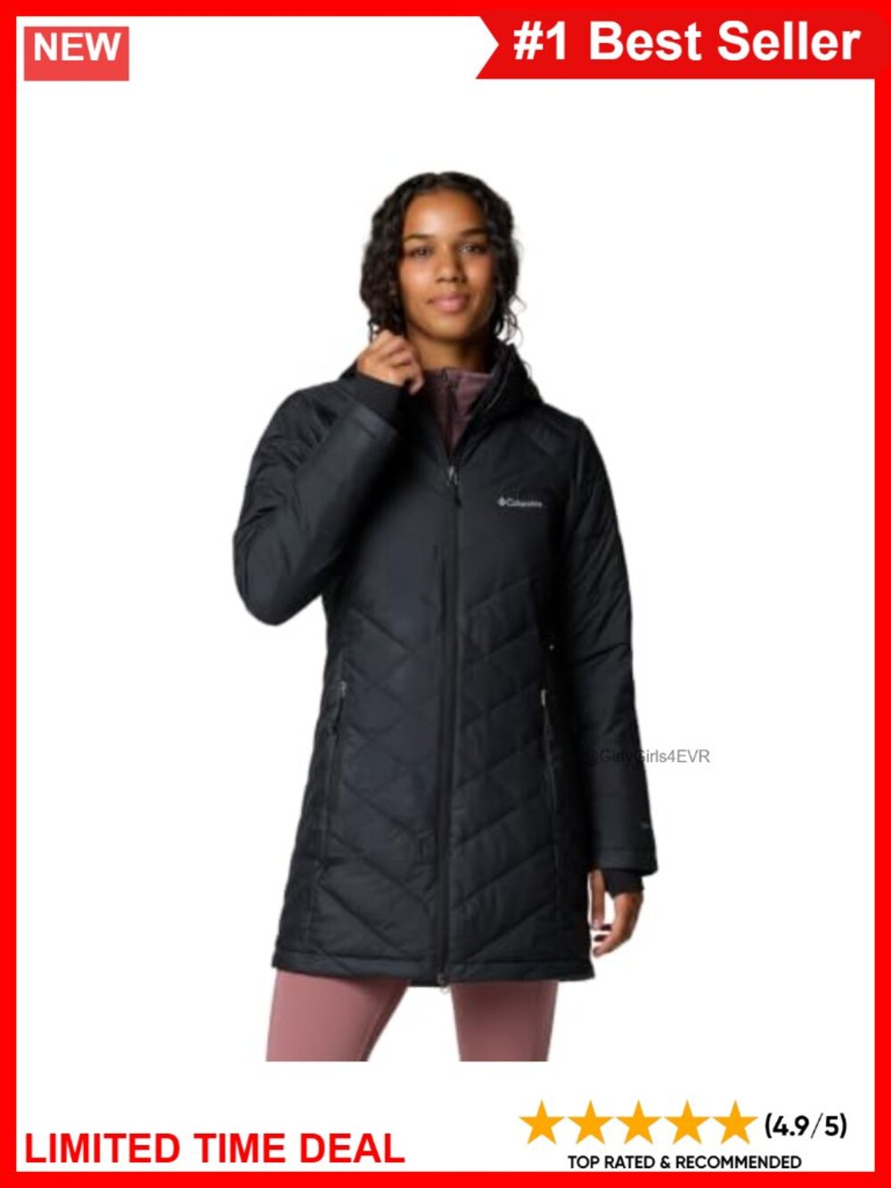 Omni-Heat Synthetic Down Long Hooded Jacket Thumbhole Cuffs